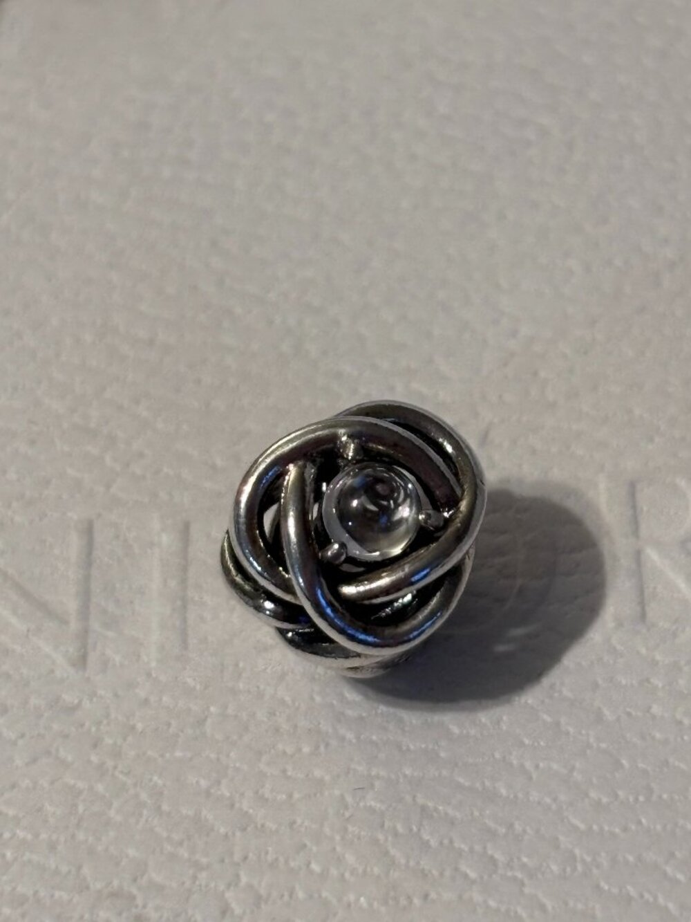 Pandora April Clear Eternity Circle Birthstone Charm 790064C01 Sterling Silver